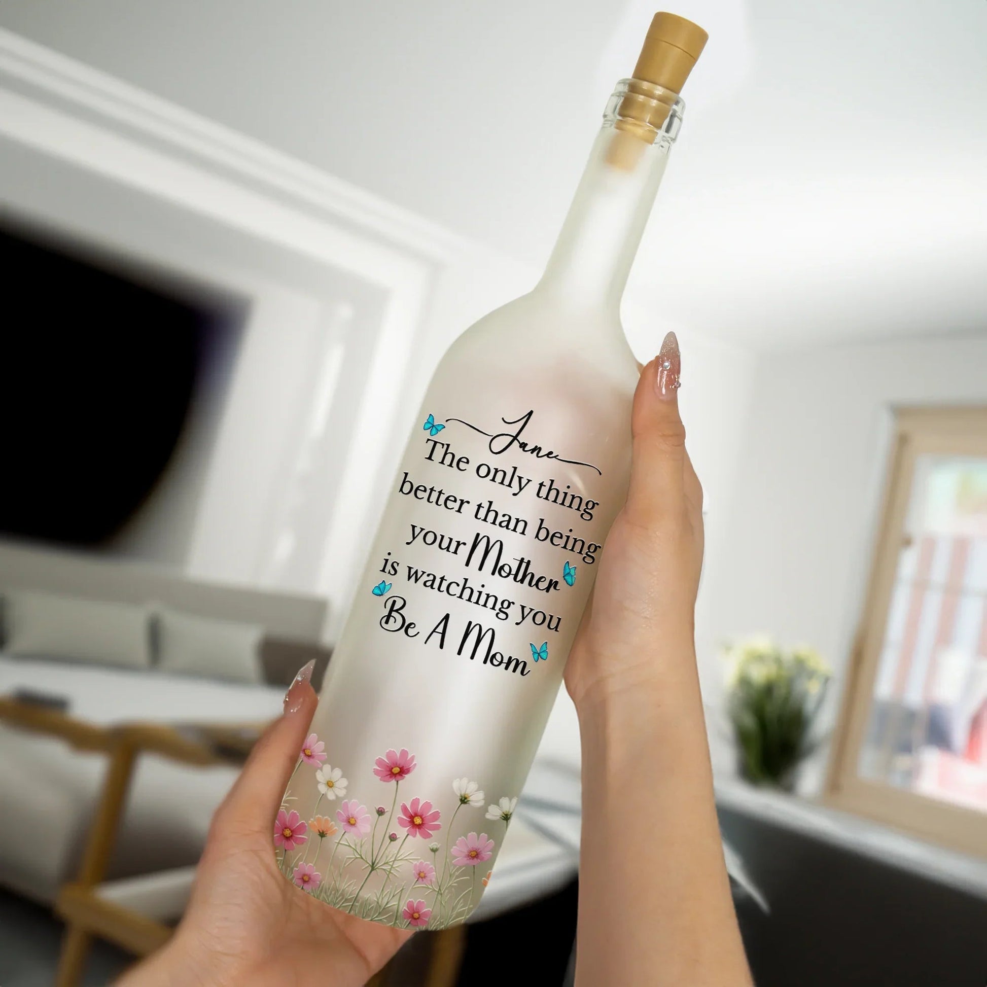 Personalized LED Wine Bottle Lamp for Mothers - Sentimental Gift for Home Decor Lamp MagicInPrints