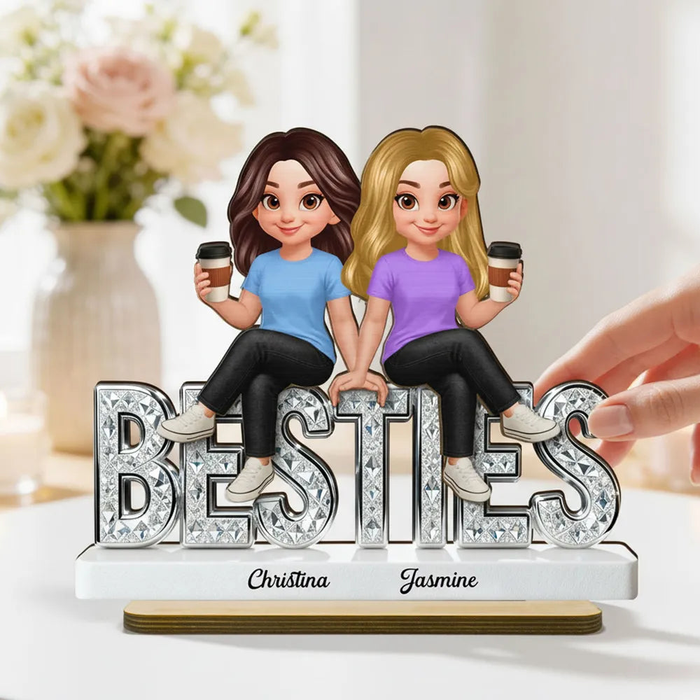 Personalized Best Friends Figurine for Women with Coffee - Friendship Gift Plaque MagicInPrints