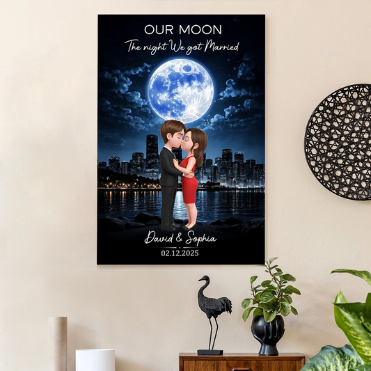 Personalized Wedding Night Canvas Print for Couples - Romantic Moonlight Theme Poster or Canvas MagicInPrints