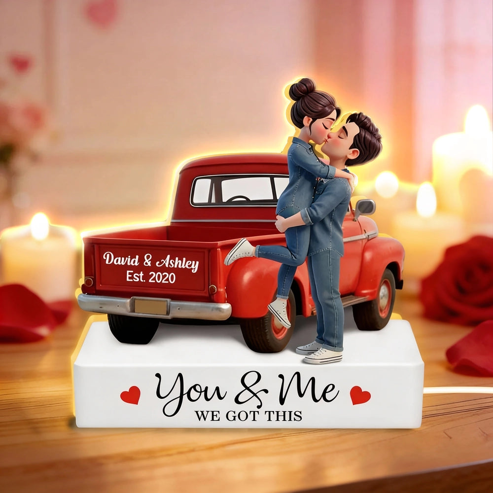 Personalized Couple Figurine Romantic Gift for Anniversary - Custom Names & Date Plaque MagicInPrints