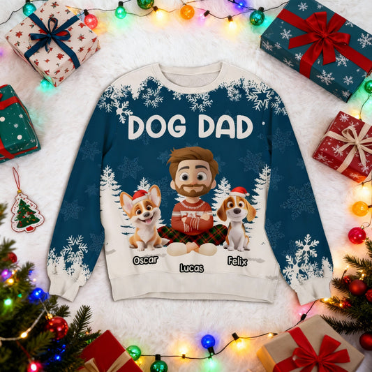 Personalized Dog Dad Christmas Sweatshirt for Men - Holiday Gift Cloth MagicInPrints