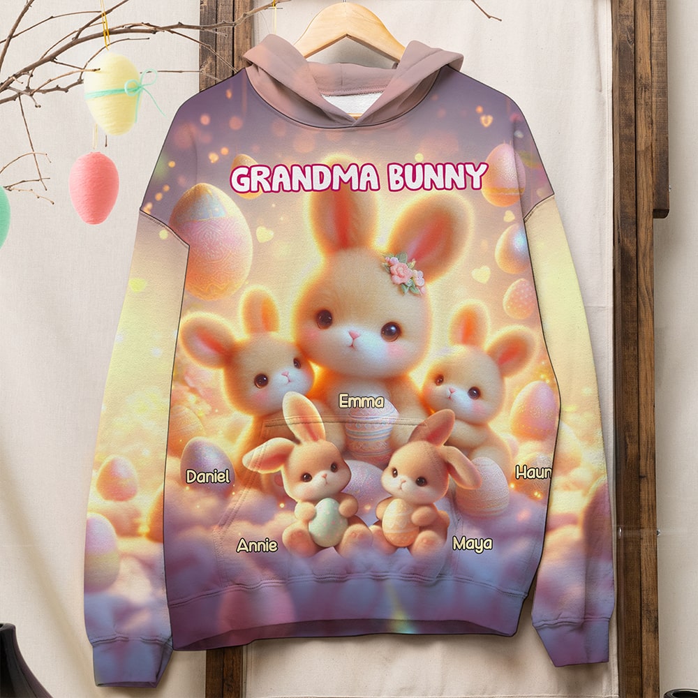 Personalized Grandma Bunny Easter Sweatshirt AOP Products PopCulturePrints