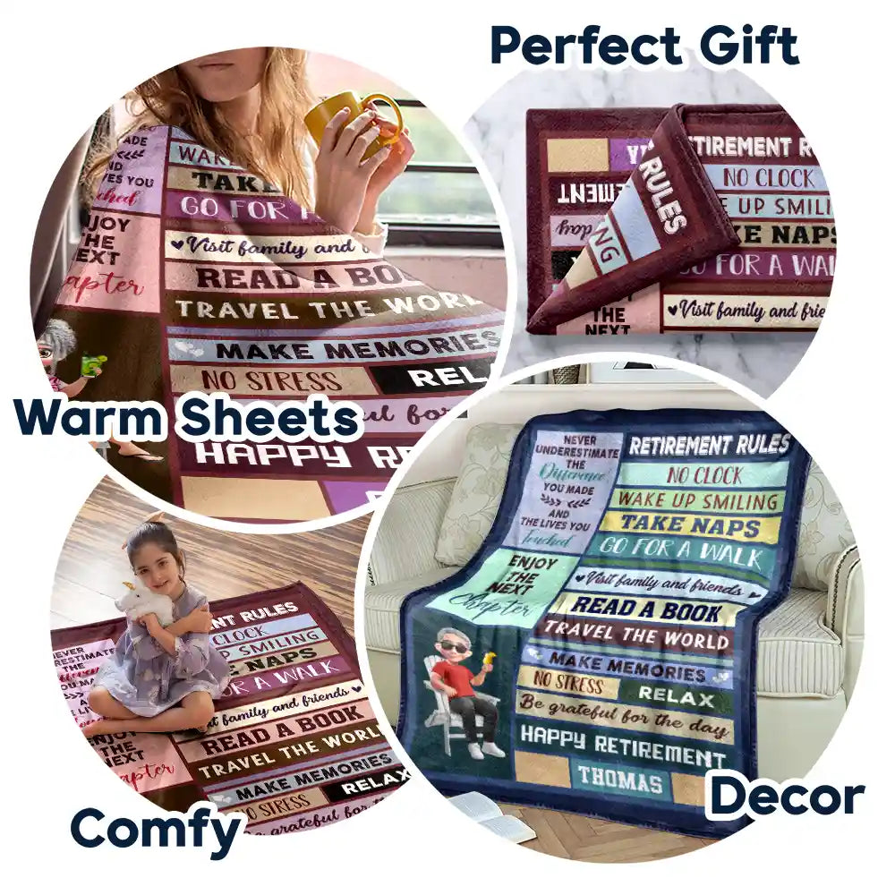 Celebrate New Adventures – Personalized Fleece Blanket – Gift for Retiree Fleece Blanket MagicInPrints