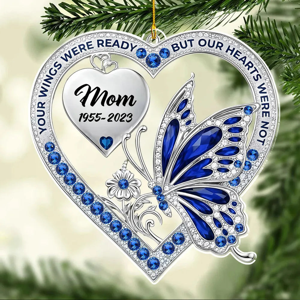 Personalized Memorial Ornament for Mom - Heart and Butterfly Design Ornament MagicInPrints