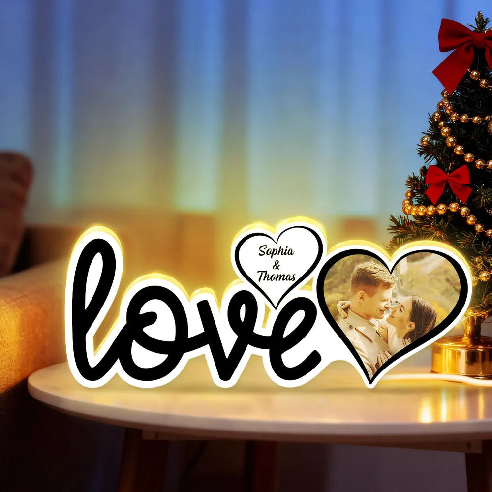 Personalized LED Love Sign for Couples with Photo and Names - Romantic Home Decor Gift Plaque MagicInPrints