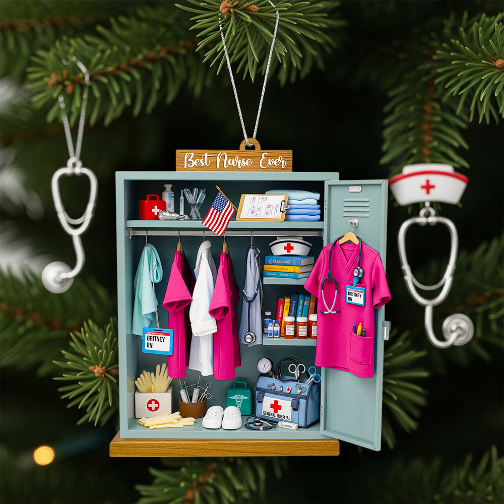 Best Nurse Ever: Personalized Festive Locker Christmas Ornament Ornament MagicInPrints