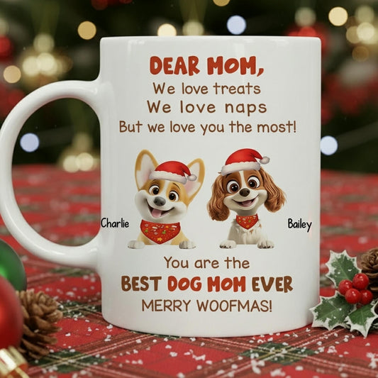 Personalized Dog Mom Christmas Mug for Mom - Festive Gift Cup MagicInPrints