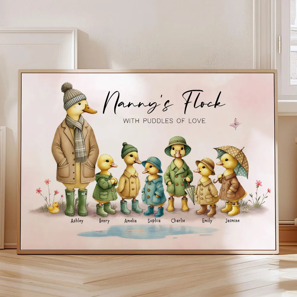 Personalized Family Duck Print for Nanny - Sentimental Gift with Names Poster or Canvas MagicInPrints
