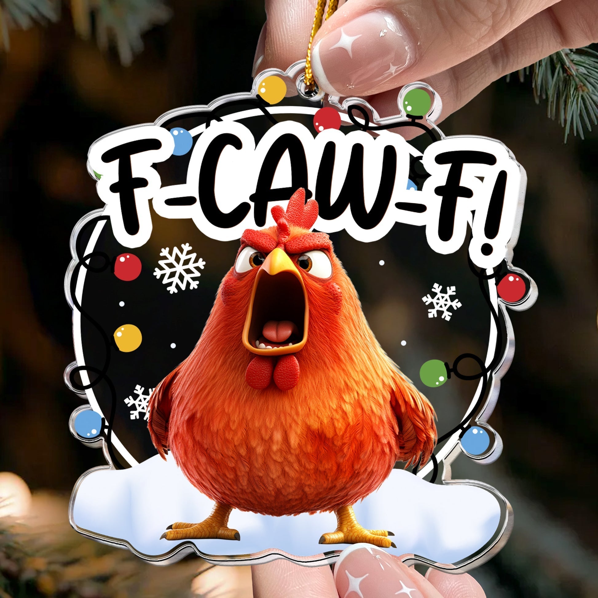 Funny Chicken Christmas Ornament for Adults - Holiday Humor Decor Ornament MagicInPrints