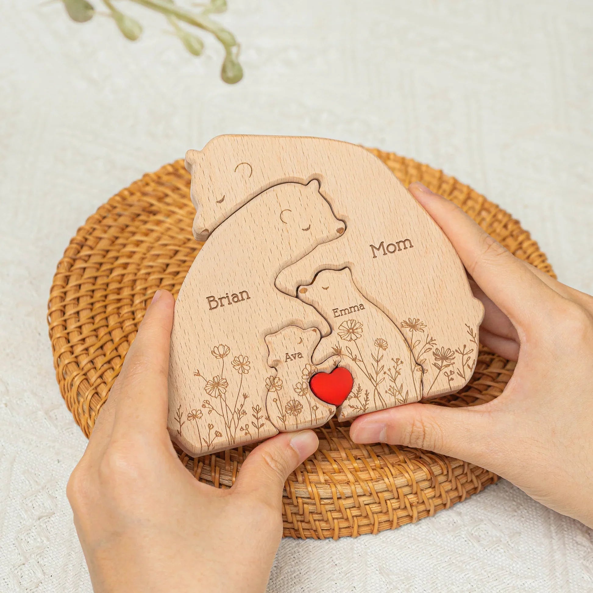 Personalized Wooden Bear Family Plaque for Parents - Sentimental Home Decor Plaque MagicInPrints