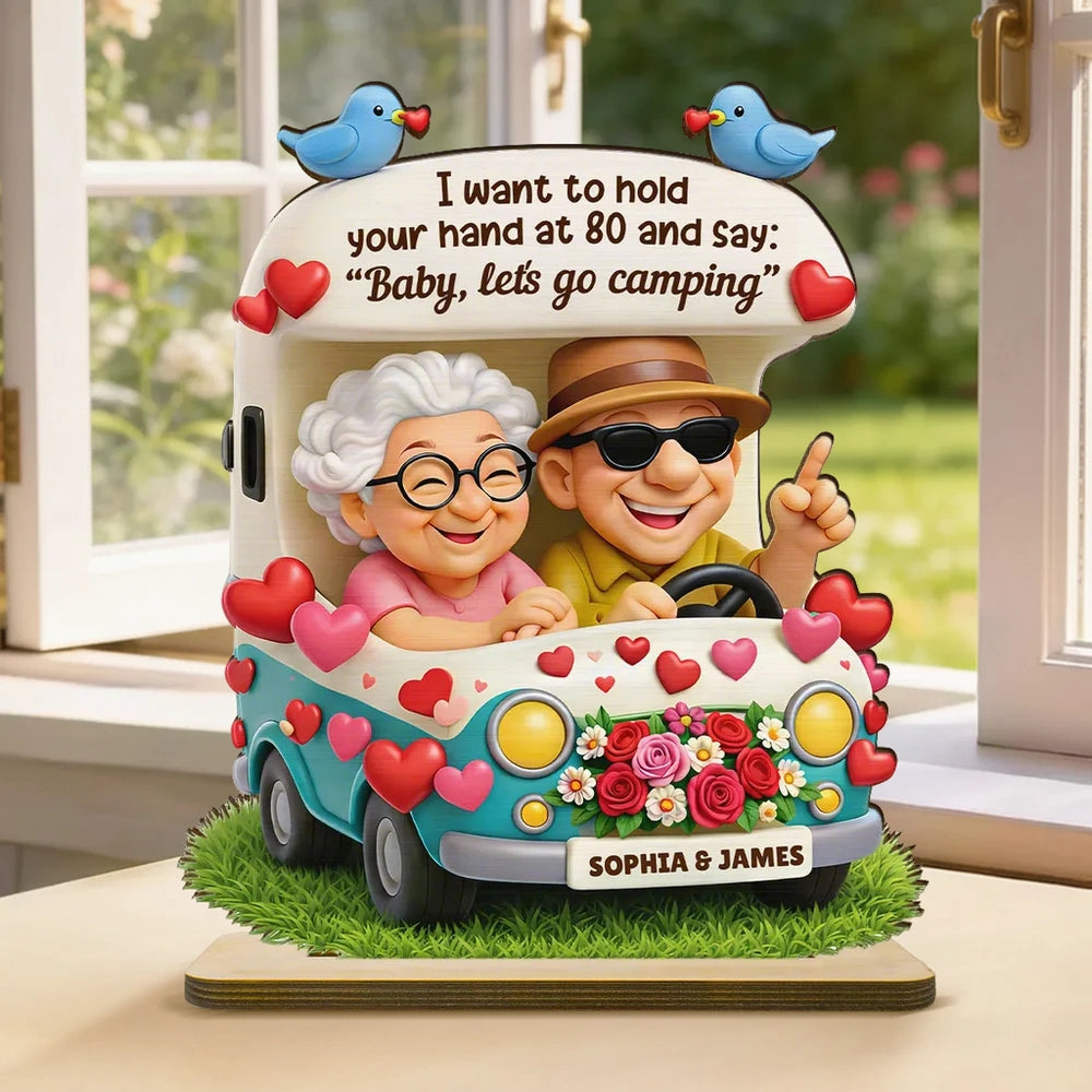 Personalized Elderly Couple Car Figurine for Seniors - Romantic Anniversary Gift Plaque MagicInPrints