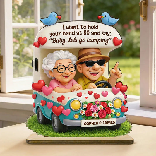 Personalized Elderly Couple Car Figurine for Seniors - Romantic Anniversary Gift Plaque MagicInPrints