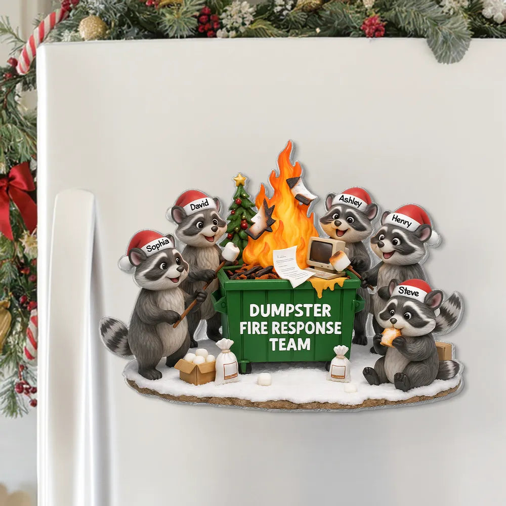 Personalized Raccoon Refrigerator Magnet - Dumpster Fire Response Team - Fun Holiday Decor Fridge Magnet MagicInPrints