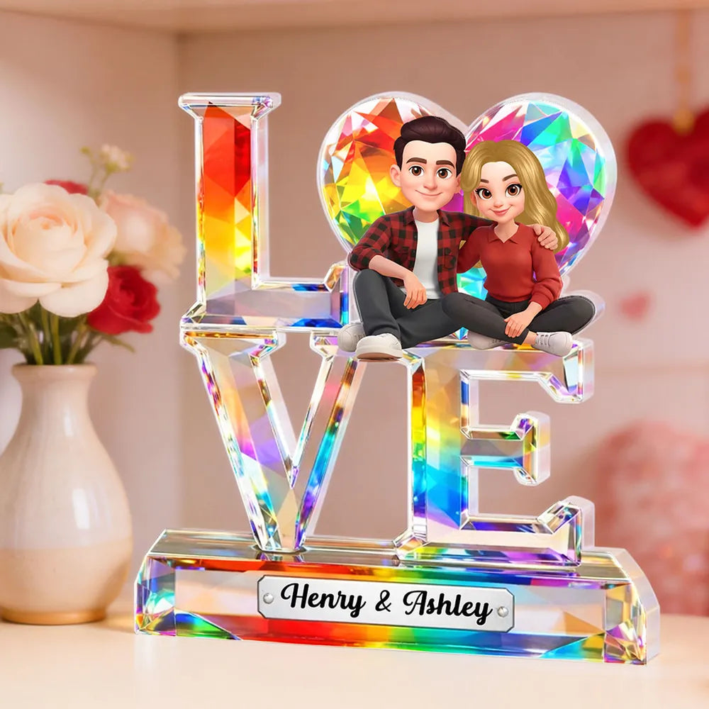 Custom Crystal Love Figurine for Couples with Personalized Names - Romantic Gift Plaque MagicInPrints