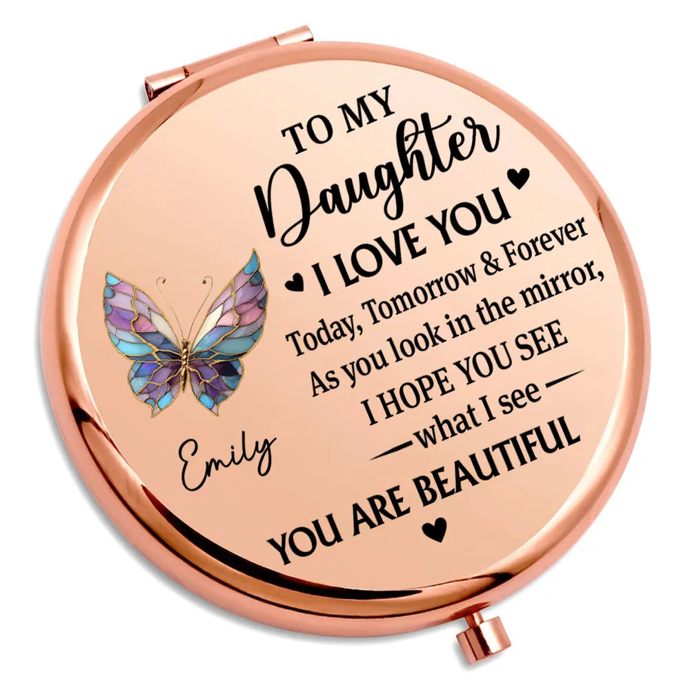 Personalized Compact Mirror for Daughter with Sentimental Message - Gift for Special Occasions Beauty Tools MagicInPrints