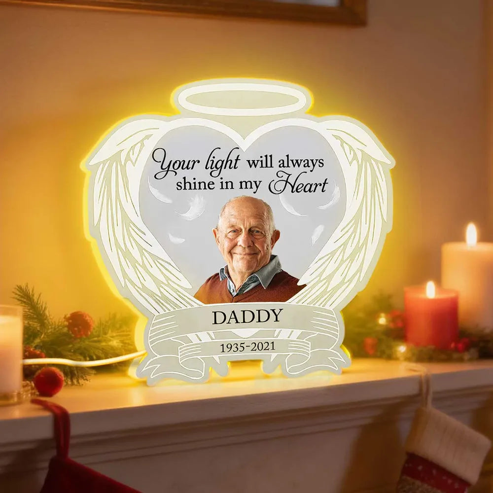 Personalized Memorial LED Light for Dad - Sentimental Remembrance Gift Plaque MagicInPrints
