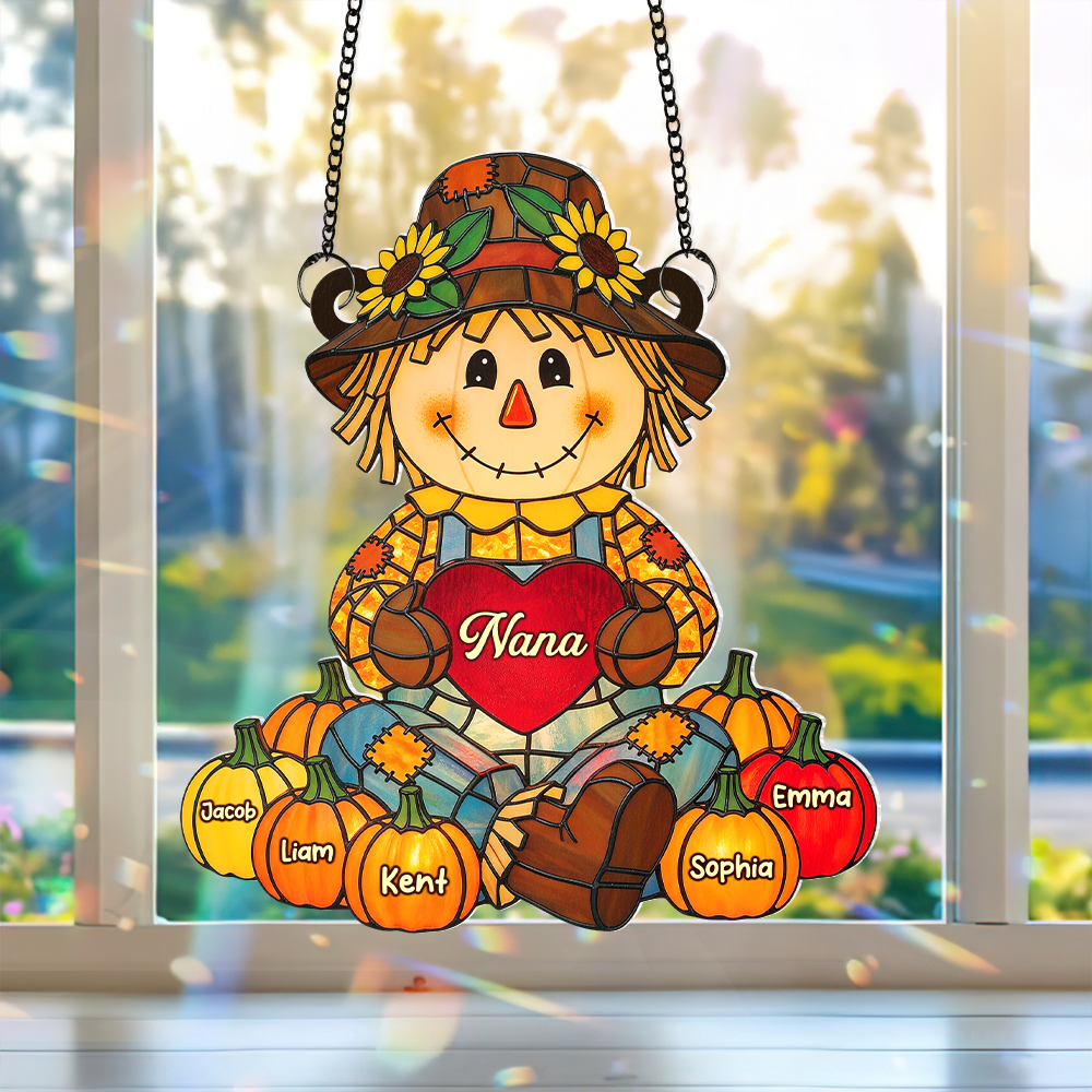Nana's Autumn Scarecrow Suncatcher - A Personalized Gift to Cherish Ornament MagicInPrints