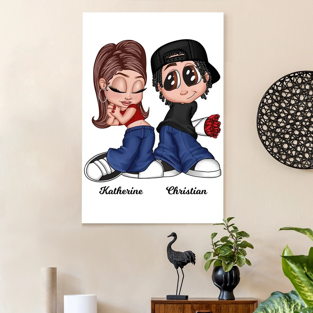 Personalized Cartoon Couple Canvas for Couples - Romantic Home Decor Poster or Canvas MagicInPrints