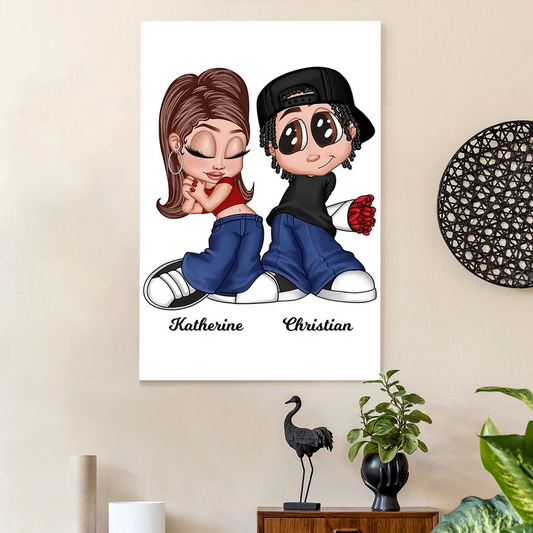Personalized Cartoon Couple Canvas for Couples - Romantic Home Decor Poster or Canvas MagicInPrints