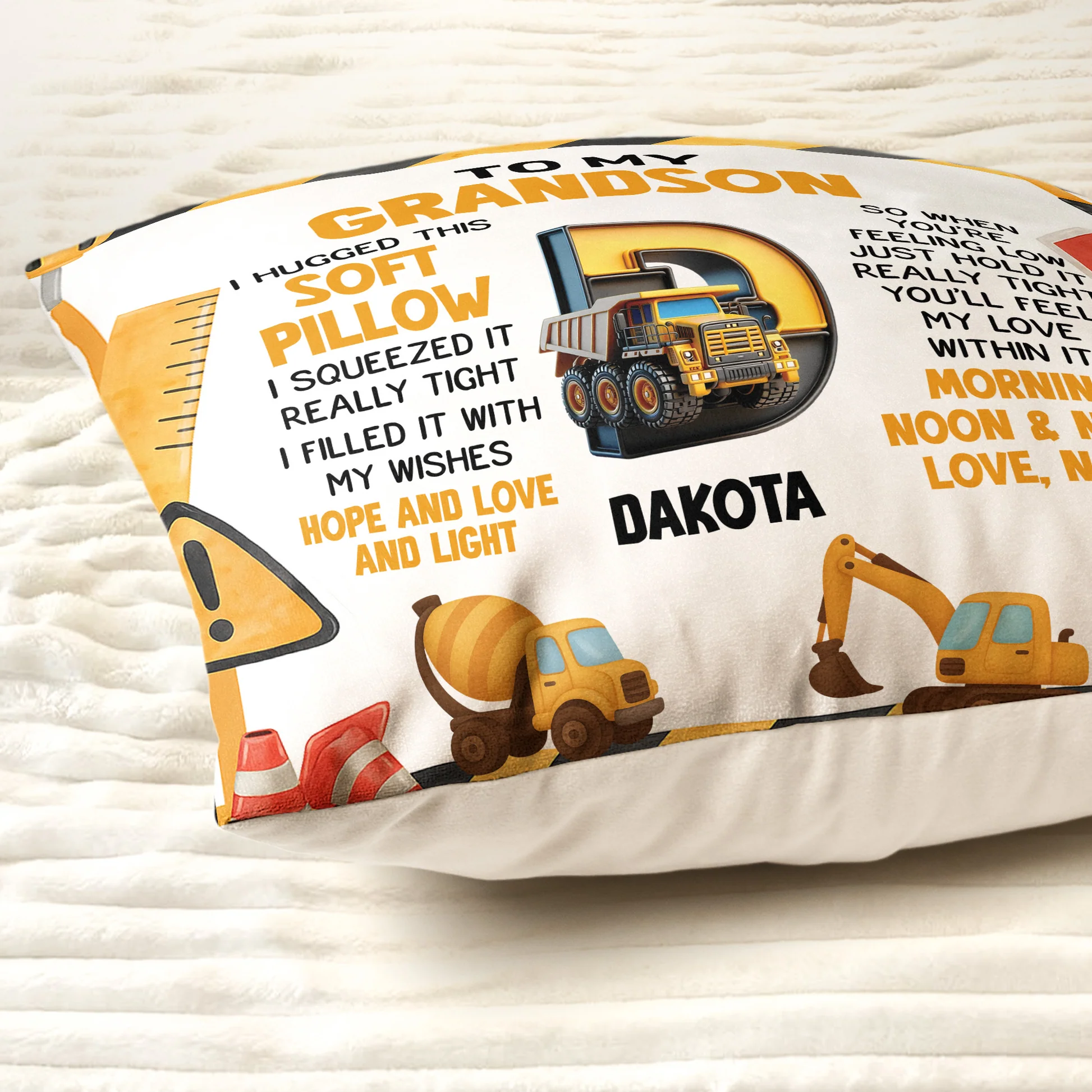 Personalized Soft Pillow for Grandson with Truck Design - Sentimental Gift from Nana Pillow MagicInPrints