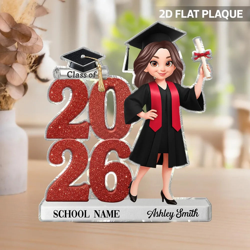 Personalized Graduation Class of 2026 Standee for Students - Custom Name and School Plaque MagicInPrints