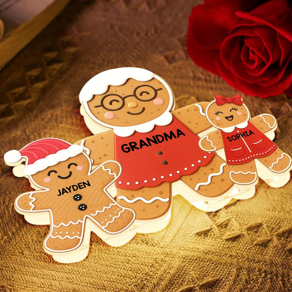 Personalized Gingerbread Family LED Light for Grandma - Christmas Decor Gift Plaque MagicInPrints