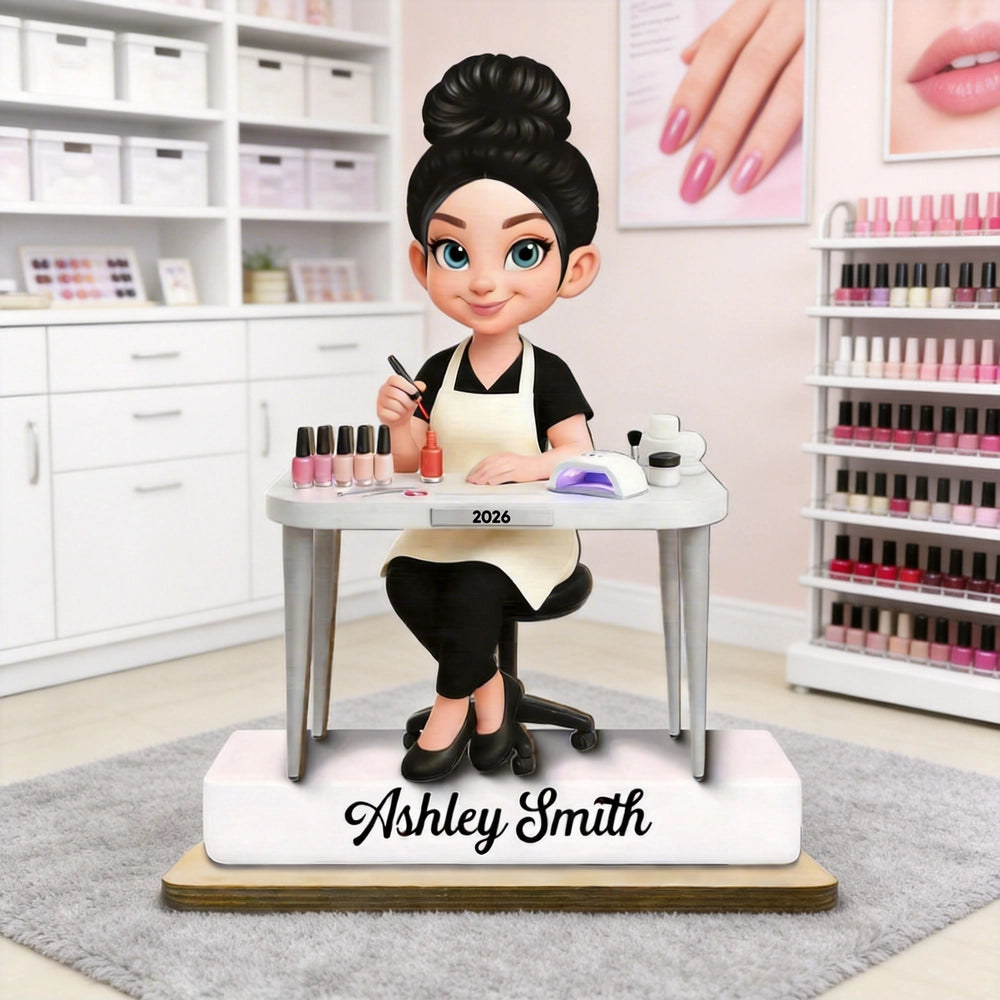 Custom Nail Technician Figurine for Professionals - Personalized Salon Decor Plaque MagicInPrints