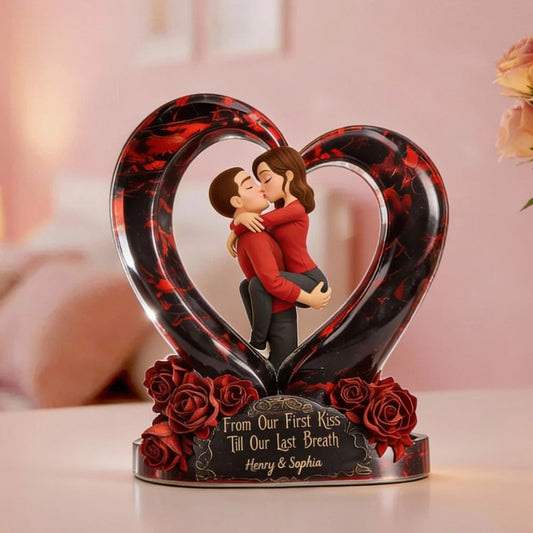 Custom Couple Heart Sculpture for Lovers with Romantic Message - Anniversary Gift Plaque MagicInPrints