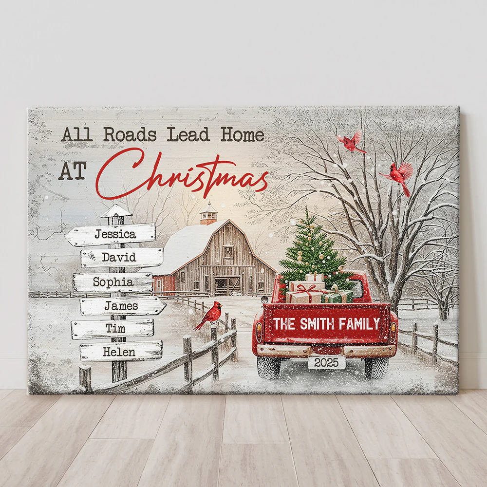 Personalized Family Christmas Canvas Art with Names - Holiday Home Decor Poster or Canvas MagicInPrints