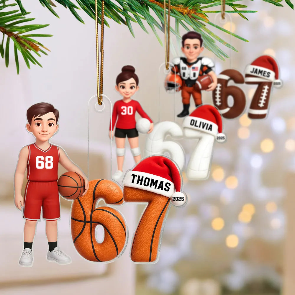 Custom Basketball Player Christmas Ornament for Kids - Personalized Holiday Gift Ornament MagicInPrints