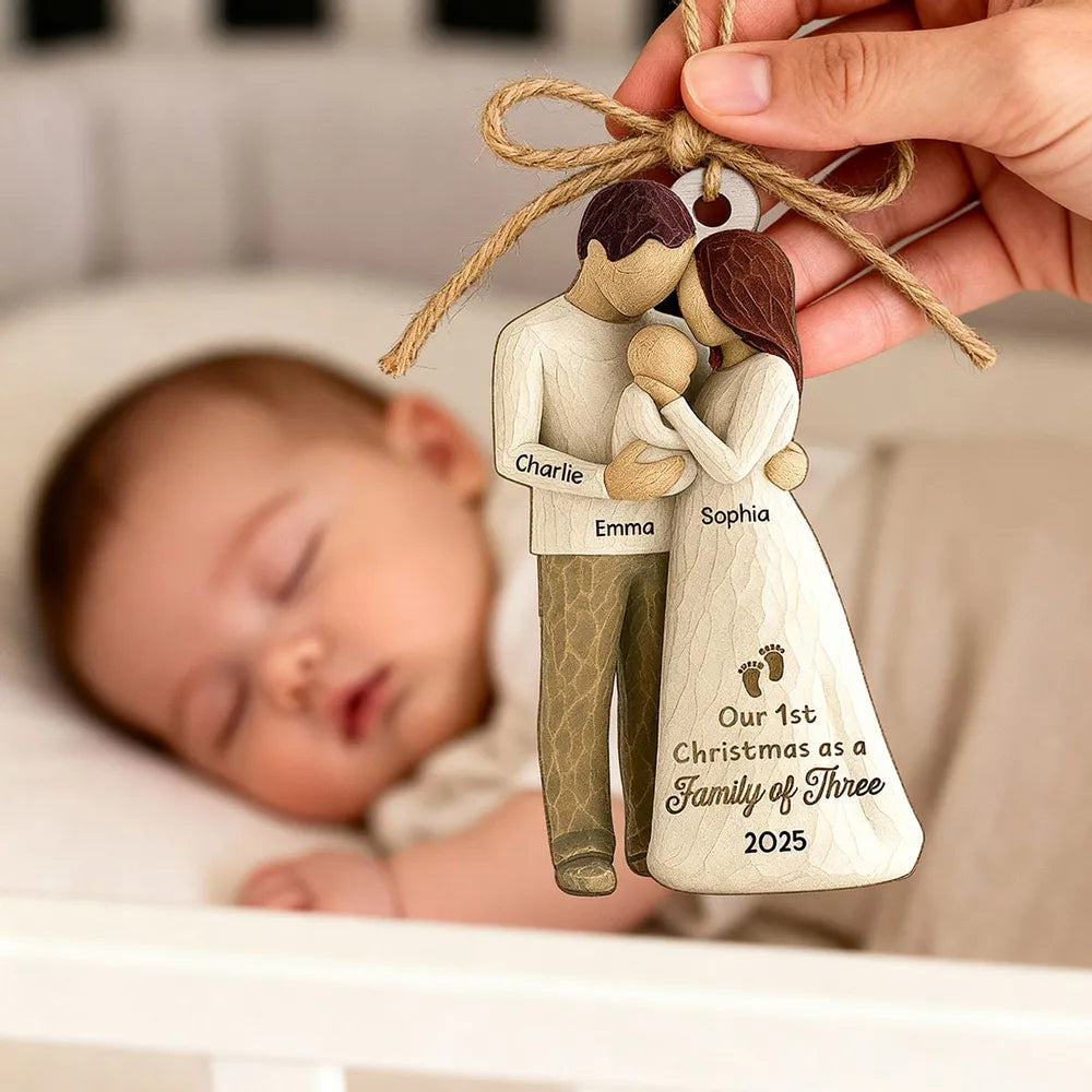 Personalized Family Ornament for New Parents - Our 1st Christmas 2025 Ornament MagicInPrints