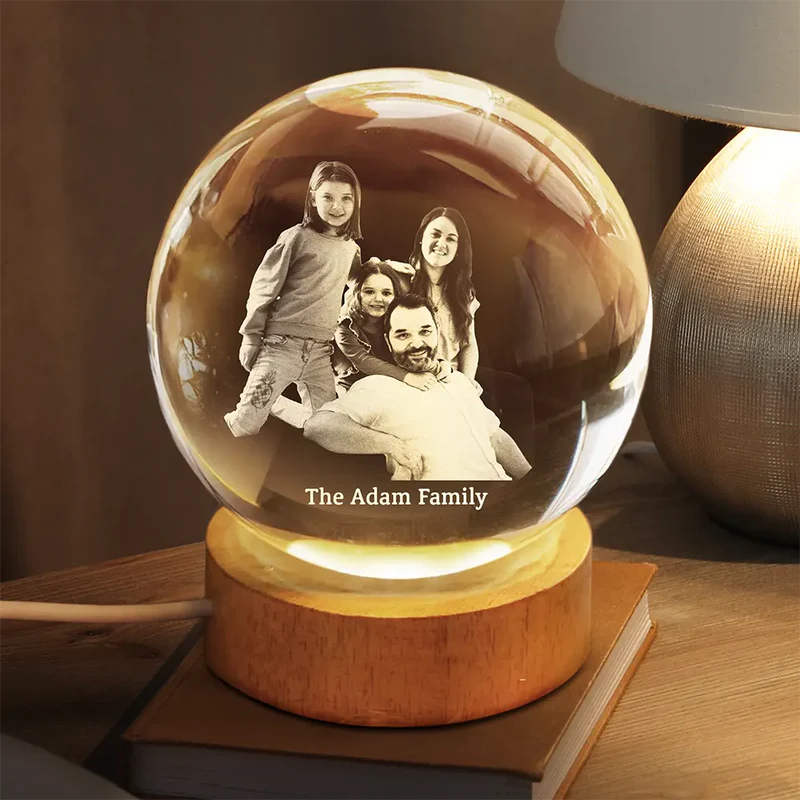 Custom Photo Crystal Ball Lamp for Kids - Personalized Night Light Gift Lamp MagicInPrints
