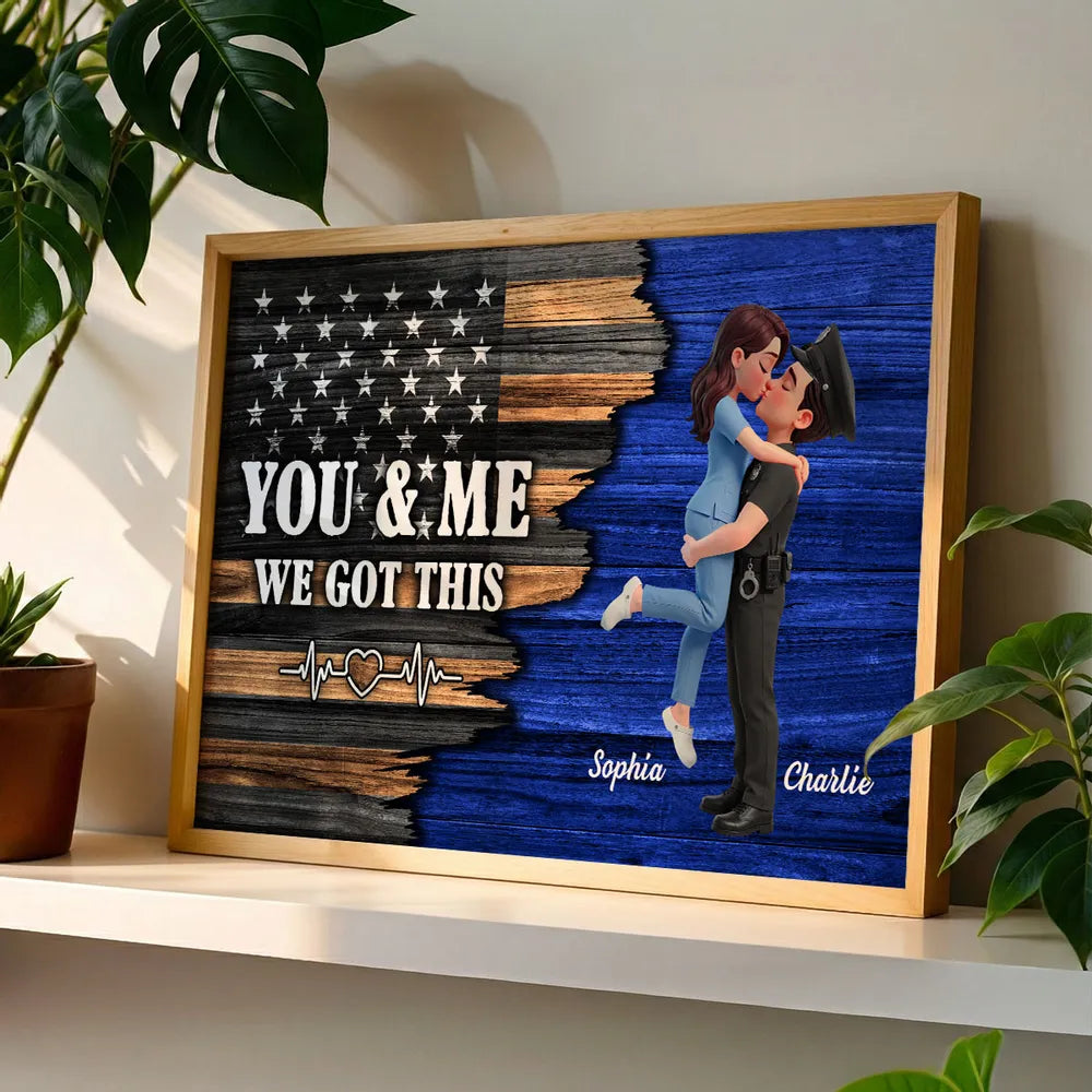 Personalized Couple Canvas Art for Police Officers - Romantic Home Decor Gift Poster or Canvas MagicInPrints