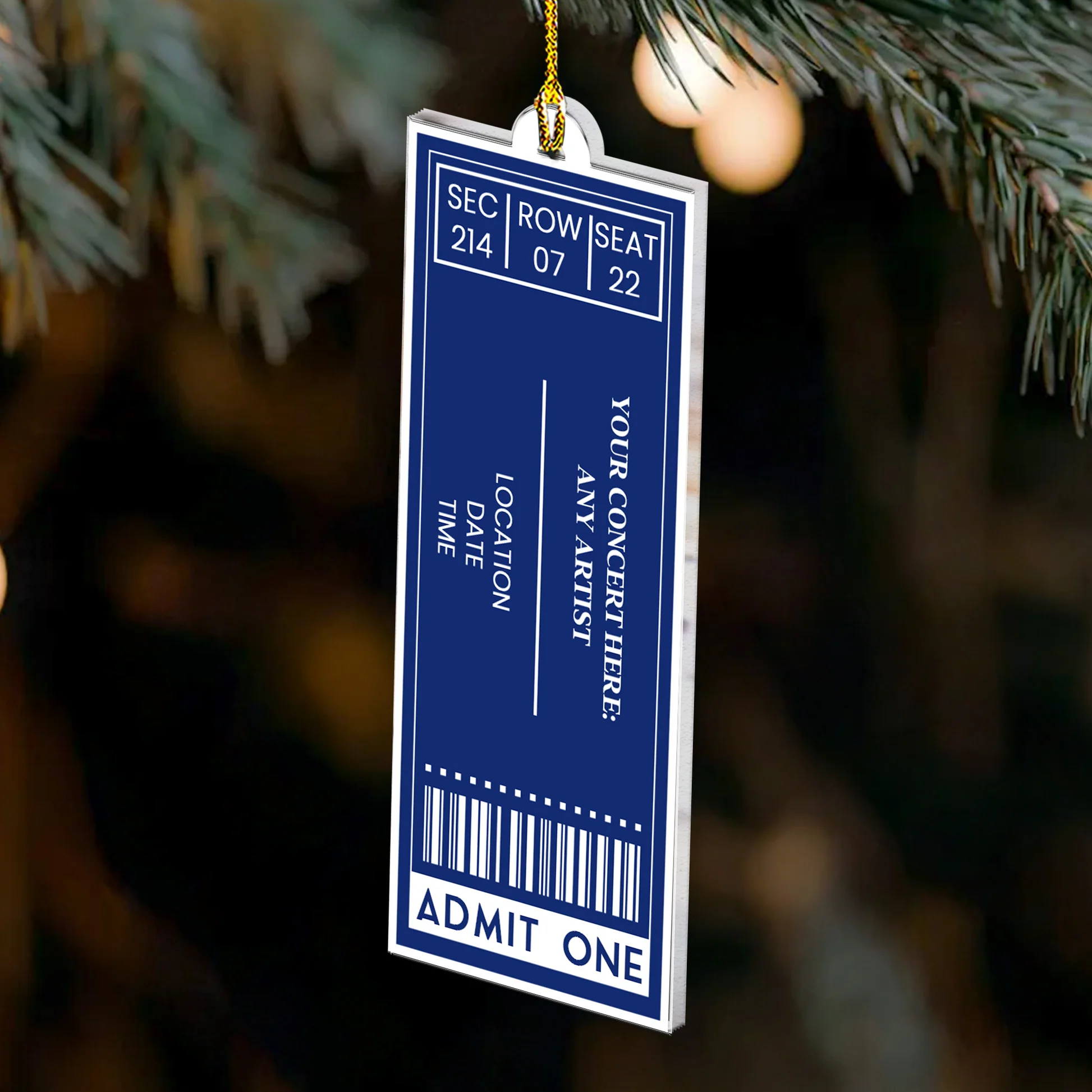 Custom Concert Ticket Ornament for Music Lovers - Christmas Tree Decoration Ornament MagicInPrints