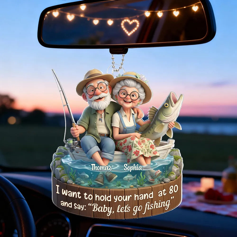 Personalized Fishing Couple Car Ornament for Seniors - Romantic Keepsake Gift Ornament MagicInPrints