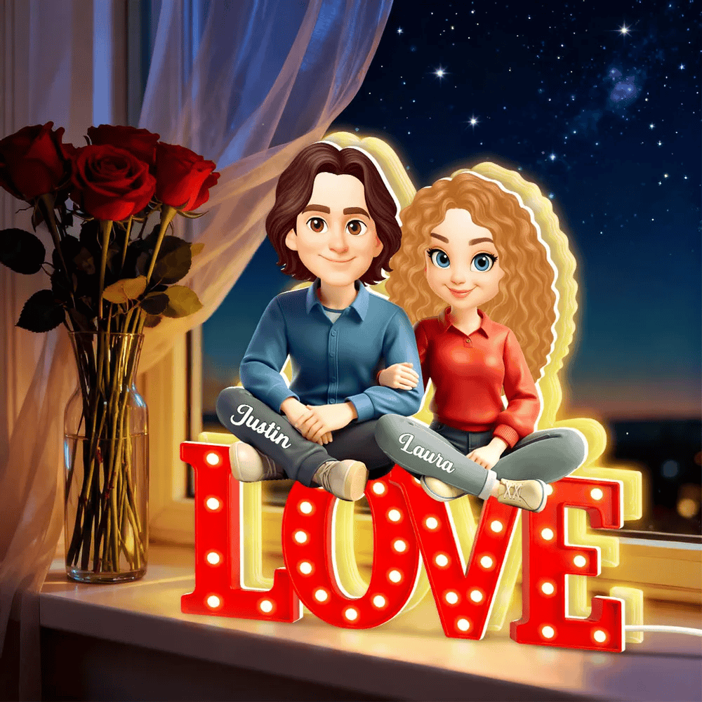 Custom Couple Figurine Love Sign for Romantic Gift - Personalized Home Decor Plaque MagicInPrints