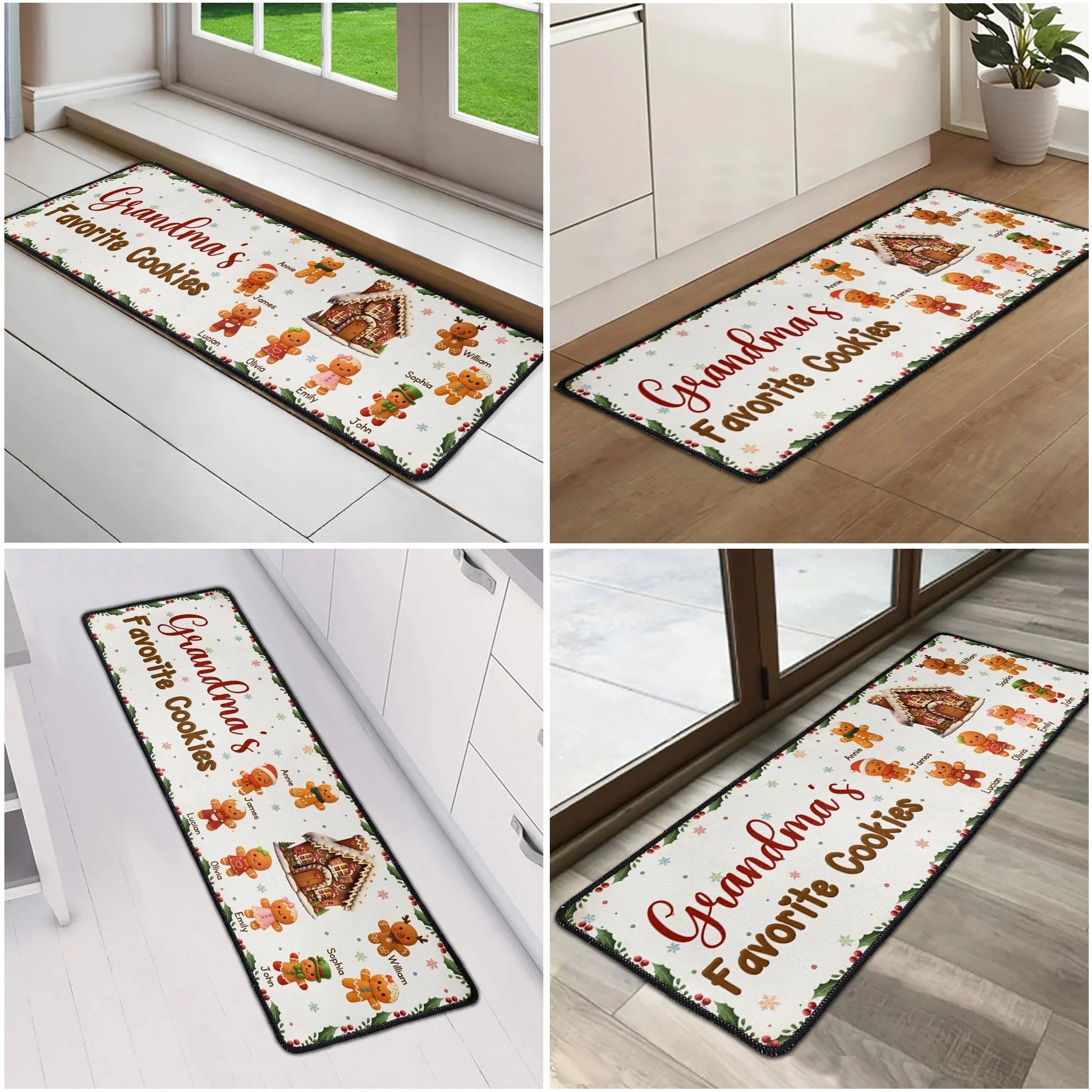 Personalized Kitchen Rug for Grandma - Gingerbread Cookie Design - Holiday Gift Doormat MagicInPrints
