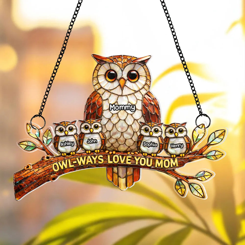 Personalized Owl Family Suncatcher for Moms - Mother's Day Gift Ornament MagicInPrints