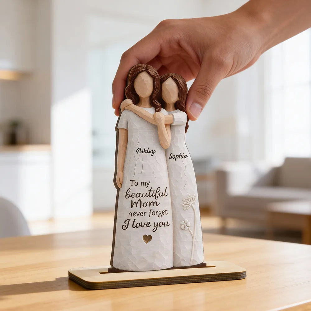 Personalized Wooden Mother Daughter Figurine - Sentimental Gift for Mom Plaque MagicInPrints