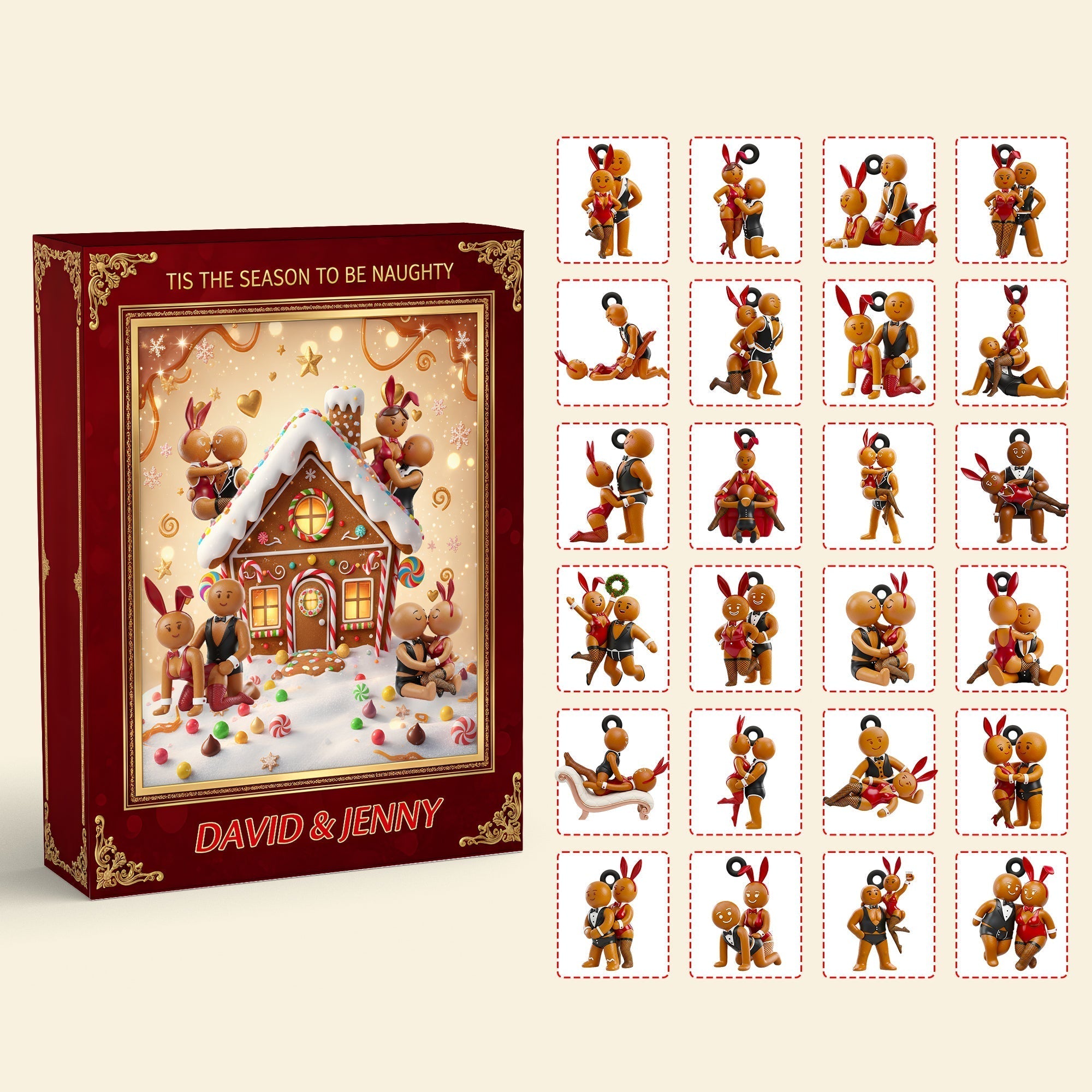Tis the Season to Be Naughty - Gingerbread Couple Christmas Advent Calendar Blind Box Personalized Gifts Advent Calendar MagicInPrints