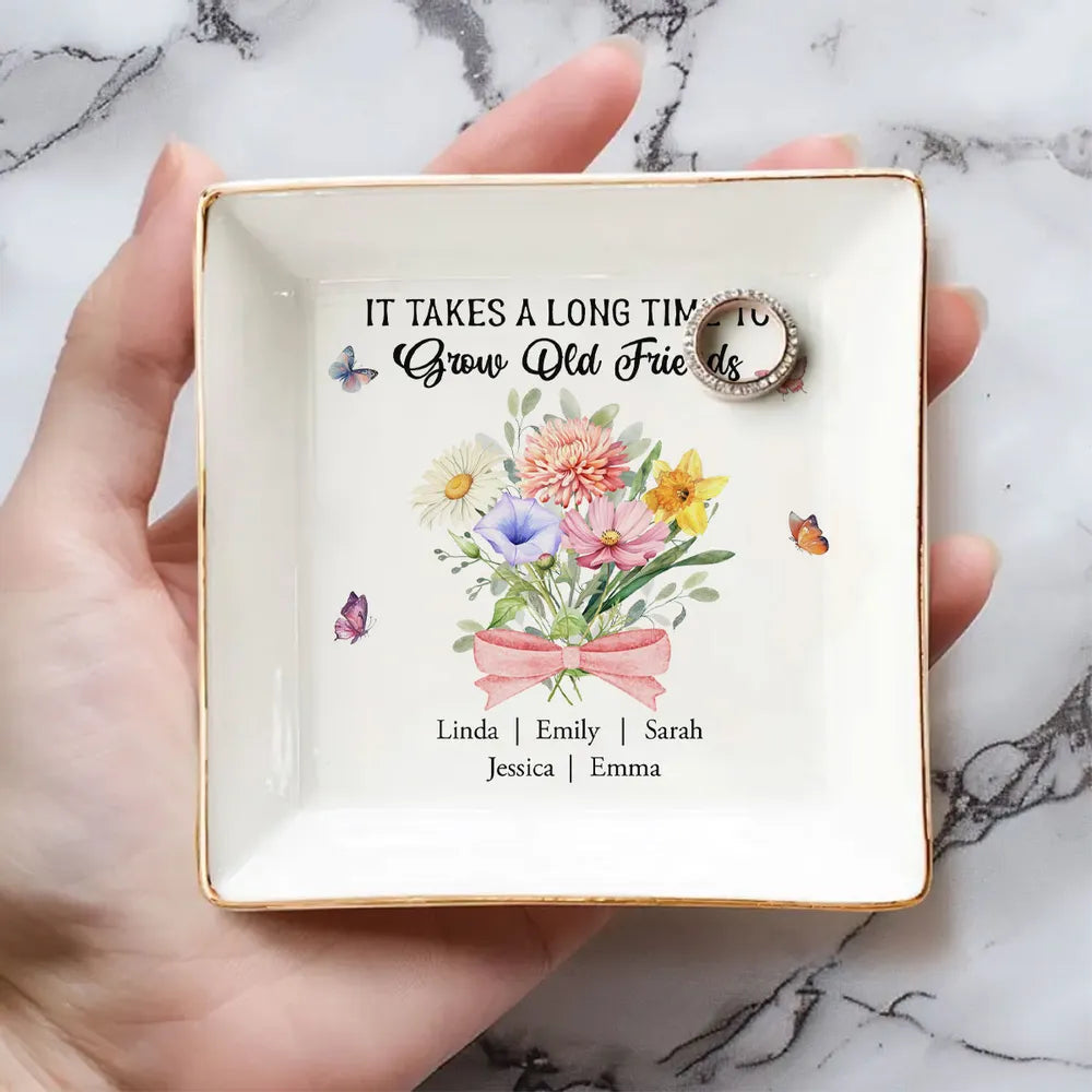 Personalized Friendship Jewelry Dish for Women with Floral Design - Perfect Gift for Friends Jewelry MagicInPrints