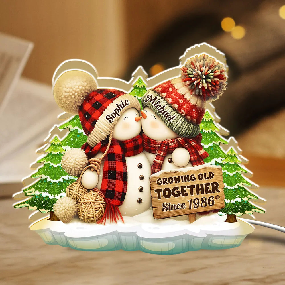 Personalized Snowman Couple Ornament for Christmas - Romantic Holiday Gift Plaque MagicInPrints