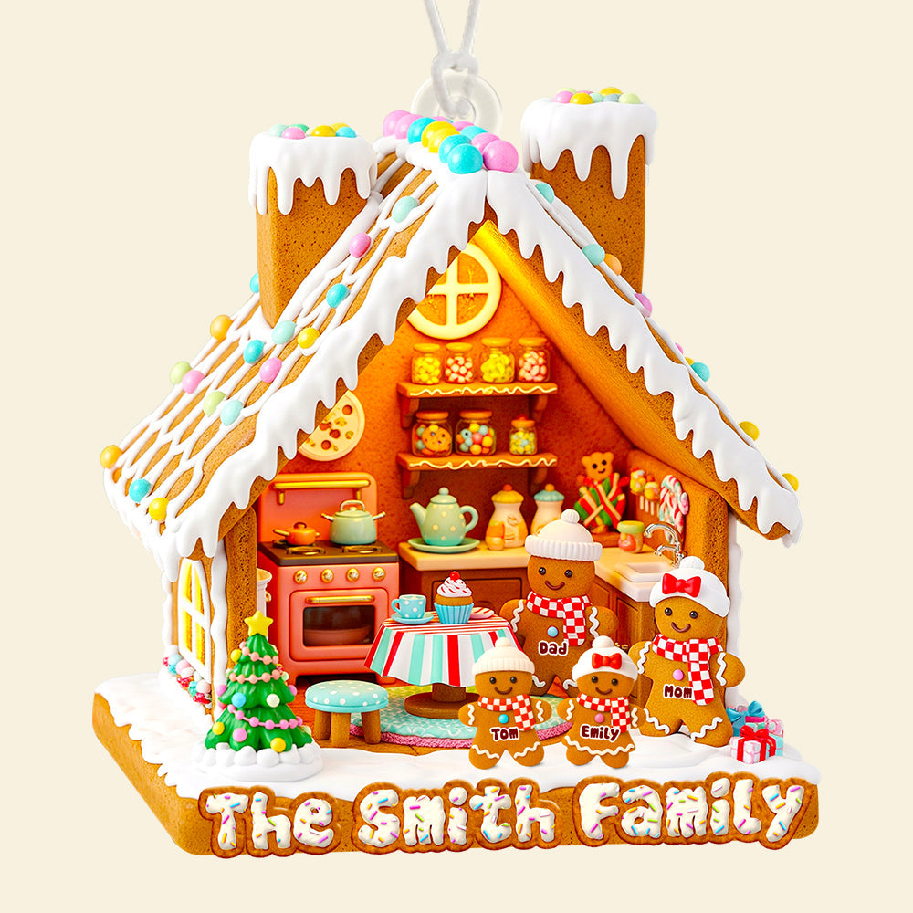 Celebrate Family Love with Our Personalized Gingerbread House Ornament - Perfect Christmas Gift Ornament MagicInPrints
