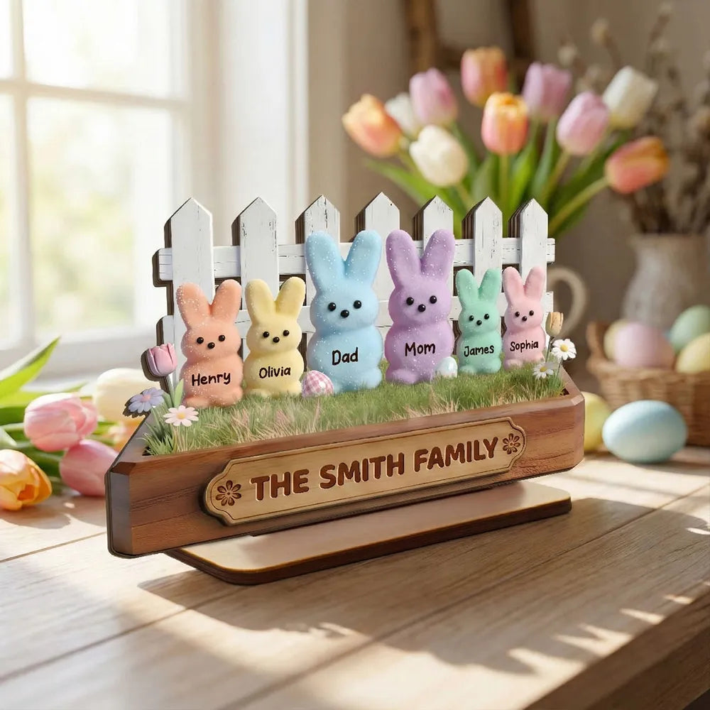 Personalized Family Bunny Easter Decoration Set - Custom Names for Spring Decor Plaque MagicInPrints