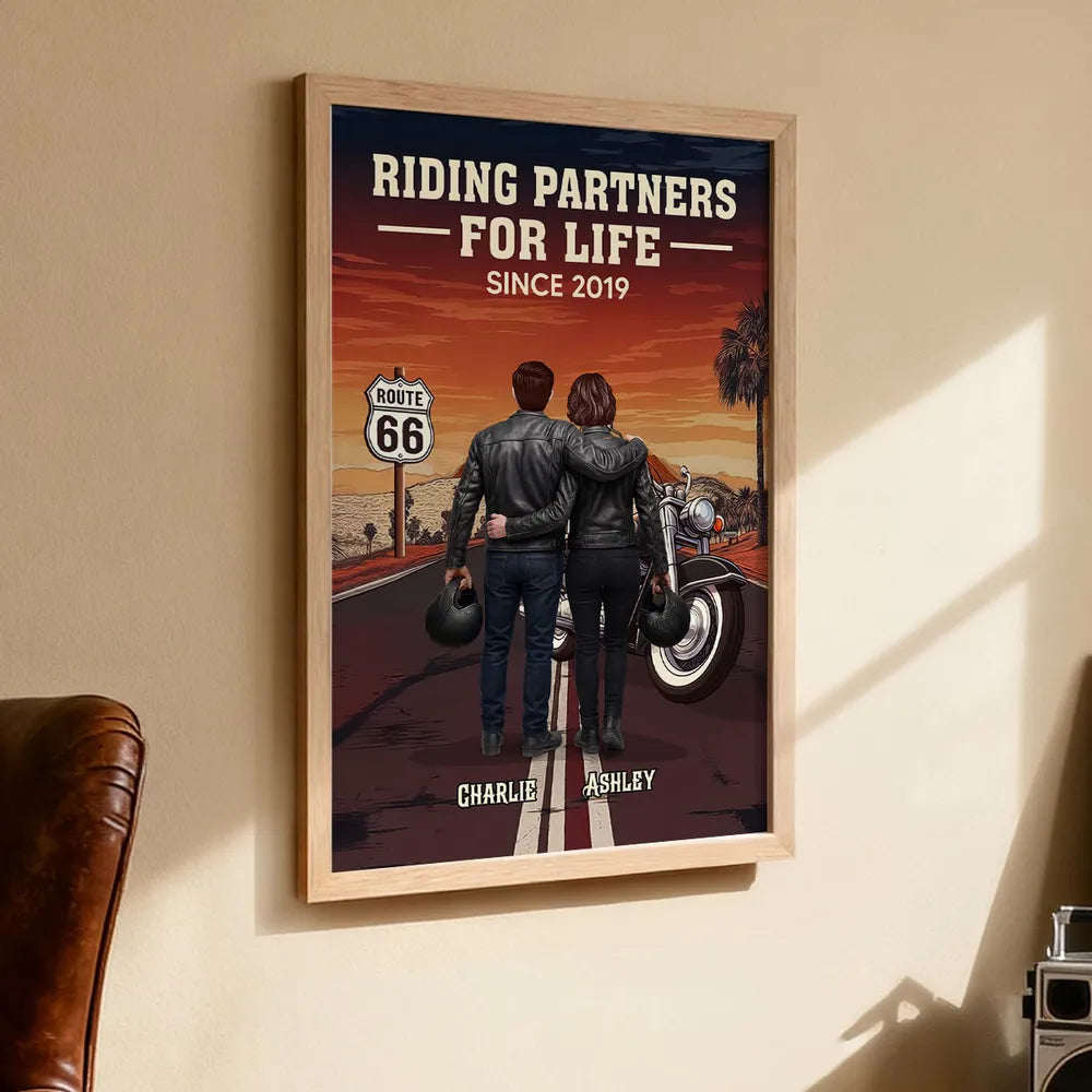 Personalized Motorcycle Couple Poster for Bikers - Anniversary Gift Poster or Canvas MagicInPrints