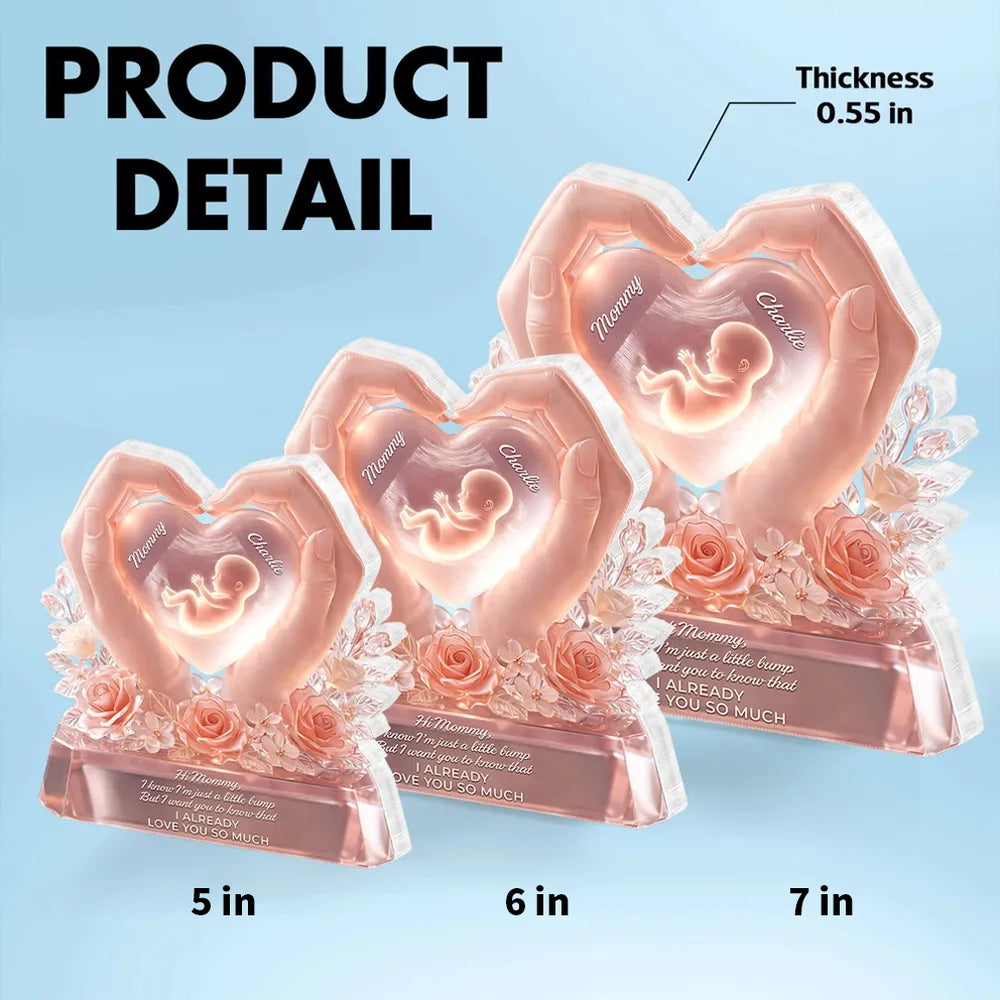 Personalized Heart-Shaped LED Keepsake for Expecting Mothers - Sentimental Baby Gift Plaque MagicInPrints