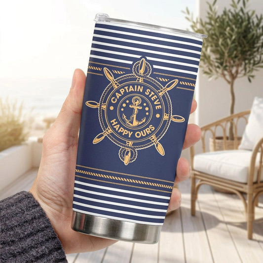 Personalized Nautical Tumbler for Boating Enthusiasts - Custom Captain Gift Cup MagicInPrints