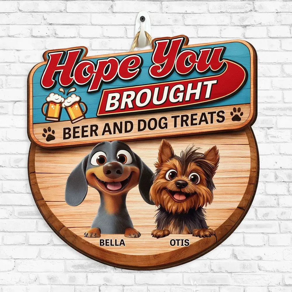 Custom Dog Lover Door Sign for Beer and Treats - Fun Home Decor Sign MagicInPrints