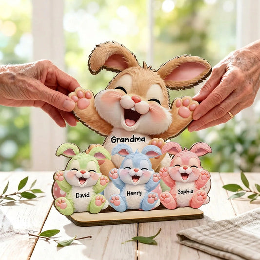 Personalized Bunny Family Plaque for Grandma - Custom Names Gift Plaque MagicInPrints