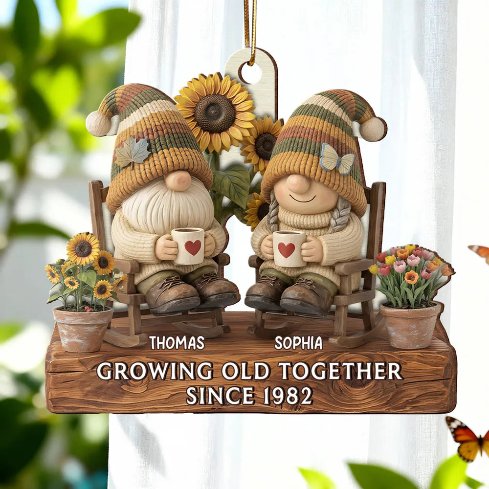 Personalized Gnome Couple Ornament for Seniors - Anniversary Gift Ornament MagicInPrints